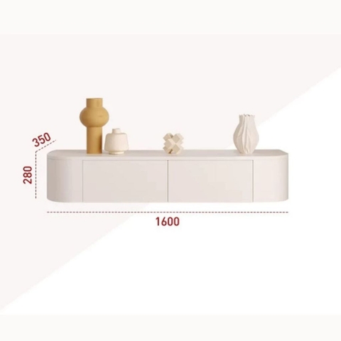 Kệ Tivi Treo Tường Hiện Đại Bo Góc Có Đèn LED, Nội Thất Phòng Khách 200x35x28cm Yapi-919