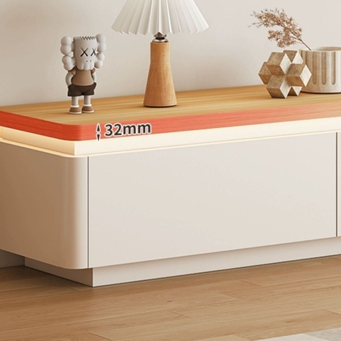 Kệ TV Phòng Khách Mặt Gỗ Có Đèn LED Hắt, Dáng Thấp Nhiều Ngăn Kéo 220x34x40cm Yapi-921