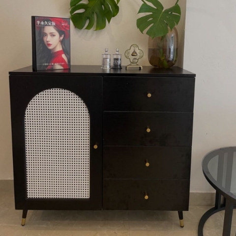 Tủ Trang Trí Cánh Mây Kèm Ngăn Kéo Phong Cách Indochine Hiện Đại 120x40x95cm Yapi-120