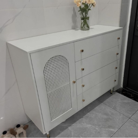 Tủ Trang Trí Cánh Mây Kèm Ngăn Kéo Phong Cách Indochine Hiện Đại 120x40x95cm Yapi-120