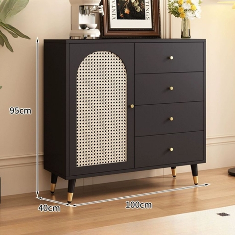 Tủ Trang Trí Cánh Mây Kèm Ngăn Kéo Phong Cách Indochine Hiện Đại 120x40x95cm Yapi-120