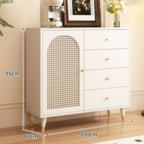 Tủ Trang Trí Cánh Mây Kèm Ngăn Kéo Phong Cách Indochine Hiện Đại 120x40x95cm Yapi-120