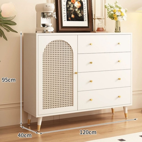 Tủ Trang Trí Cánh Mây Kèm Ngăn Kéo Phong Cách Indochine Hiện Đại 120x40x95cm Yapi-120