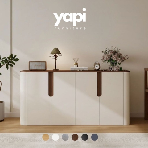 Tủ Trang Trí Phòng Khách Góc Bo Tròn Phong Cách Hiện Đại Tối Giản 198x40x90cm Yapi-121
