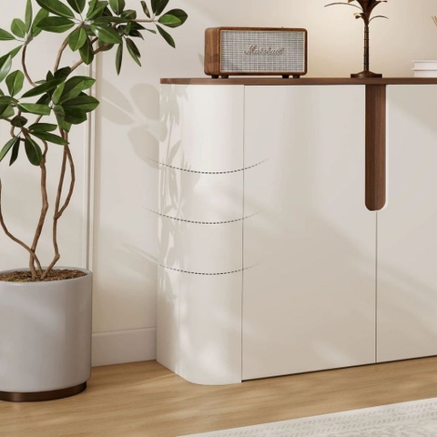 Tủ Trang Trí Phòng Khách Góc Bo Tròn Phong Cách Hiện Đại Tối Giản 198x40x90cm Yapi-121
