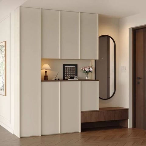 Tủ Giày Có Ghế Ngồi Phong Cách Hiện Đại Tối Giản, Vân Gỗ Sọc 210x36x200cm Yapi-328