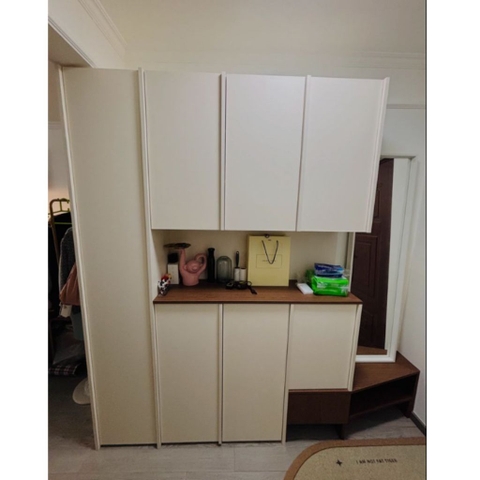 Tủ Giày Có Ghế Ngồi Phong Cách Hiện Đại Tối Giản, Vân Gỗ Sọc 210x36x200cm Yapi-328