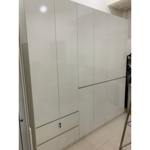 Tủ Quần Áo Gỗ MDF 6 Cánh Hiện Đại Màu Trắng Kèm Tủ Phụ 200x58x240cm Yapi-255