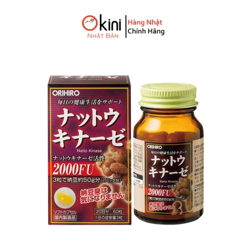 Viên Uống Hỗ Trợ Chống Đột Quỵ, Tai Biến Đến Từ Nhật Bản Nattokinase Orihiro 2000FU - 60 Viên (Nội Địa Nhật)