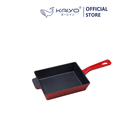 Chảo gang Oceno hình chữ nhật, size 14x18cm, màu đỏ [mã OFR-1358]