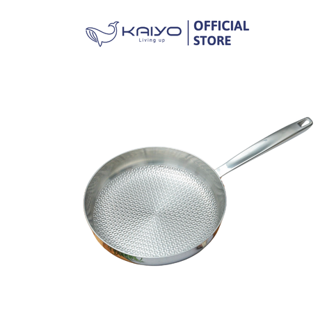 Chảo đúc inox 3 lớp thân đáy liền dập nổi Kaiyo, dáng cạn size 24cm [mã KIP-6711]
