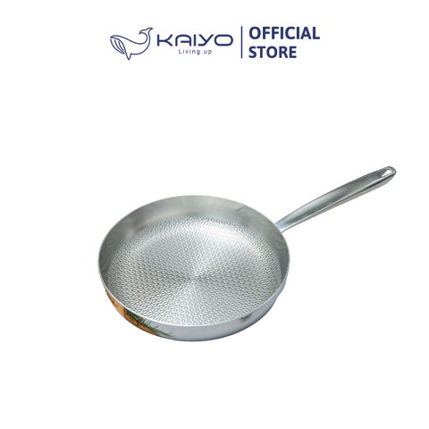 Chảo đúc inox 3 lớp thân đáy liền dập nổi Kaiyo, dáng cạn size 28cm [mã KIP-6728]