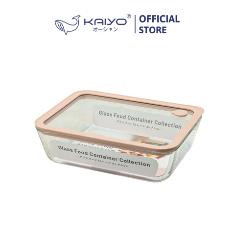 Hộp đựng thực phẩm thuỷ tinh chịu nhiệt borosilicate hình chữ nhật Kaiyo 1400ml [mã KFC-5271]