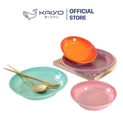 Bộ 4 đĩa sứ sâu lòng dáng vát Rainbow Kaiyo, size 15-20 cm