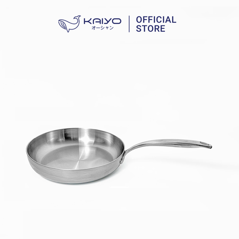 Chảo đúc inox 3 lớp đáy liền Tri-Ply Kaiyo - Dáng cạn (24cm)