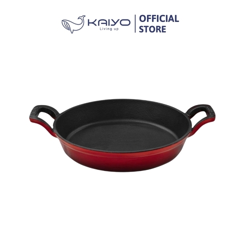 Chảo gang 2 tay cầm Oceno 24cm - Màu đỏ