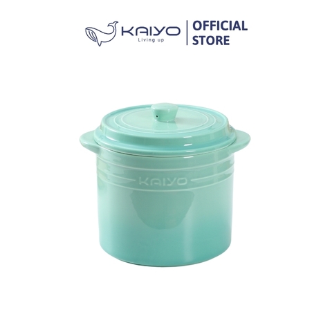 Hũ gốm muối dưa cà, đựng mỡ lợn cầu vồng Kaiyo 1.5L - Màu Xanh