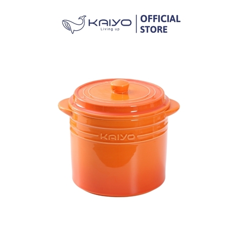 Hũ gốm muối dưa cà, đựng mỡ lợn cầu vồng Kaiyo 1.5L - Màu Cam
