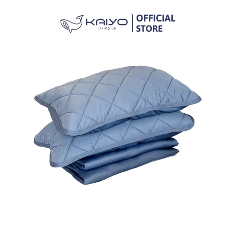 Set 2 vỏ gối trần sợi lạnh Kaiyo, Màu xanh, 50x70cm