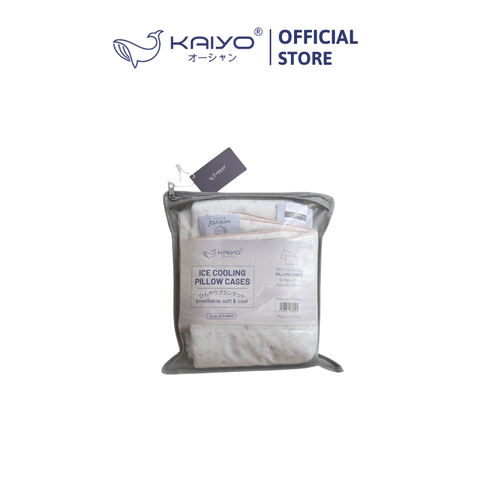 Bộ 2 vỏ gối lạnh Kaiyo, kích thước 50*70cm hoạ tiết hoa nền xanh [mã KCP-9552]