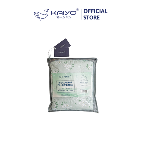Bộ 2 vỏ gối lạnh Kaiyo, kích thước 50*70cm hoạ tiết hoa nền ghi [mã KCP-9545]