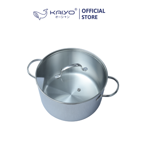 Nồi inox thân đáy liền Try-Ply Kaiyo, vung kính, size 24cm (Classic Pro) [KIC-6858]