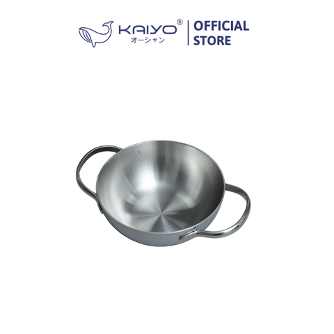 Chảo đúc inox 3 lớp thân đáy liền Kaiyo, sâu lòng, 2 tay cầm, size 16cm (Classic Pro) [KIW-6865]
