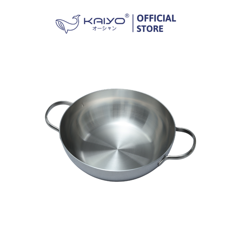 Chảo đúc inox 3 lớp thân đáy liền Kaiyo, sâu lòng, 2 tay cầm, size 24cm (Classic Pro) [KIW-6889]