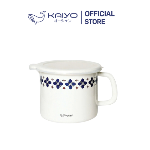 Nồi đa năng tráng men sứ, dáng tròn size 15cm, hoa xanh