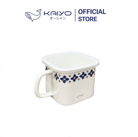 Nồi đa năng tráng men sứ, dáng vuông size 14cm, hoa xanh