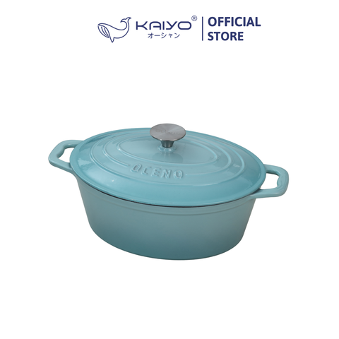 Nồi gang oval Oceno, size 28cm, màu xanh mint [mã OCP-1372]