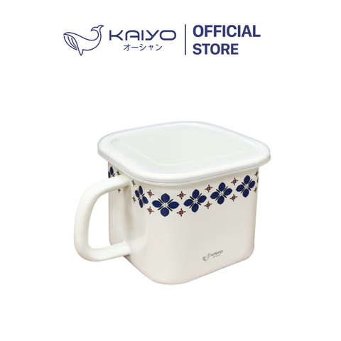 Nồi đa năng tráng men sứ, dáng vuông size 16cm, hoa xanh