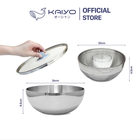 Bộ nồi đúc inox 3 lớp đáy liền Tri-Ply Multifunction Kaiyo, size 20-24cm