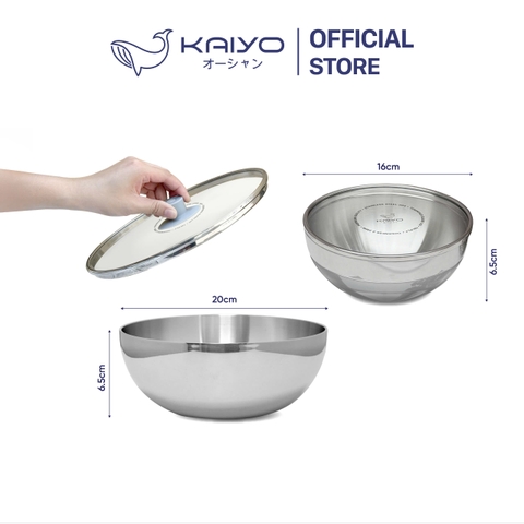 Bộ nồi đúc inox 3 lớp đáy liền Tri-Ply Multifunction Kaiyo, size 16-20cm