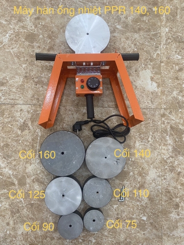 Máy Hàn Ống Nhiệt PPR140, 160, Đủ 6 cối: 75-90-110-125-140-160, Công Xuất 1.500W, Kiểu Hàn Âm Dương