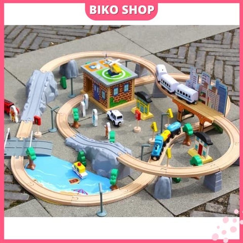 Đường ray tàu 100 chi tiết( tàu chạy pin )_bikoshop
