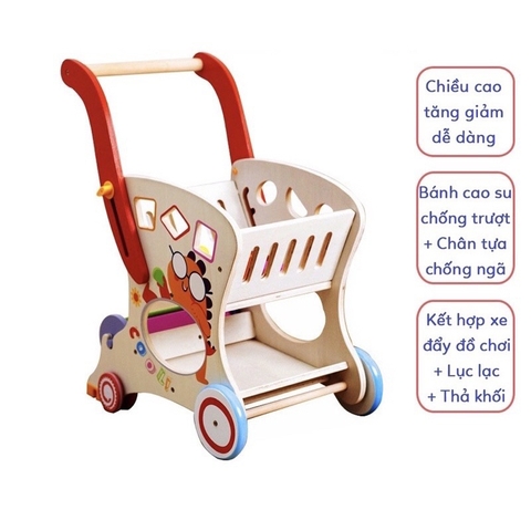 Đồ chơi xe đẩy siêu thị cho bé bằng gỗ cao cấp nhiều mẫu - 𝐁𝐈𝐊𝐎 𝐒𝐇𝐎𝐏