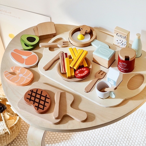 Sét thực phẩm, nồi chảo, bữa sáng, bánh Nunukids bằng gỗ cho bé - 𝐁𝐈𝐊𝐎 𝐒𝐇𝐎𝐏