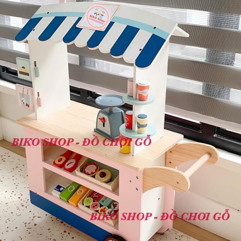 Đồ chơi xe đẩy bán hàng bằng gỗ 102cm