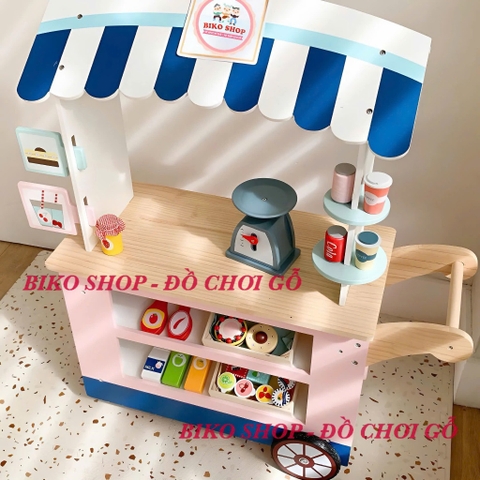 Đồ chơi xe đẩy bán hàng bằng gỗ 102cm