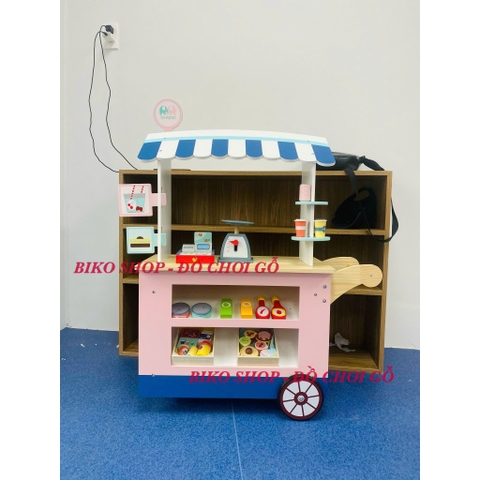 Đồ chơi xe đẩy bán hàng bằng gỗ 102cm