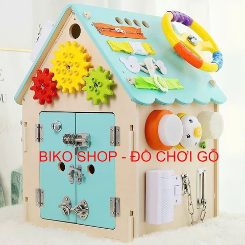 Bảng bận rộn, nhà bận rộn, busyboard hình ngôi nhà có vô lăng 45.5cm 𝐁𝐈𝐊𝐎𝐒𝐇𝐎𝐏