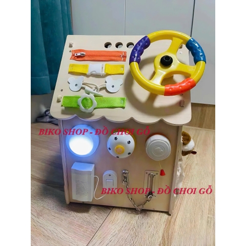 Bảng bận rộn, nhà bận rộn, busyboard hình ngôi nhà có vô lăng 45.5cm 𝐁𝐈𝐊𝐎𝐒𝐇𝐎𝐏