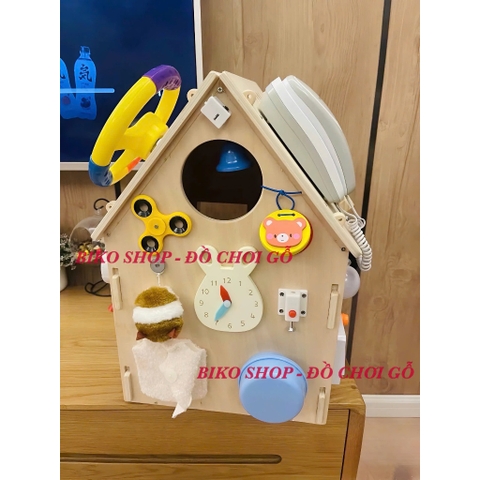 Bảng bận rộn, nhà bận rộn, busyboard hình ngôi nhà có vô lăng 45.5cm 𝐁𝐈𝐊𝐎𝐒𝐇𝐎𝐏