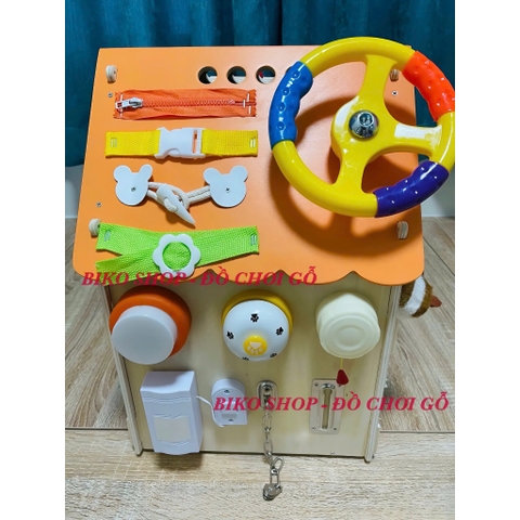 Bảng bận rộn, nhà bận rộn, busyboard hình ngôi nhà có vô lăng 45.5cm 𝐁𝐈𝐊𝐎𝐒𝐇𝐎𝐏