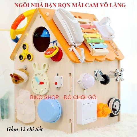 Bảng bận rộn, nhà bận rộn, busyboard hình ngôi nhà có vô lăng 45.5cm 𝐁𝐈𝐊𝐎𝐒𝐇𝐎𝐏