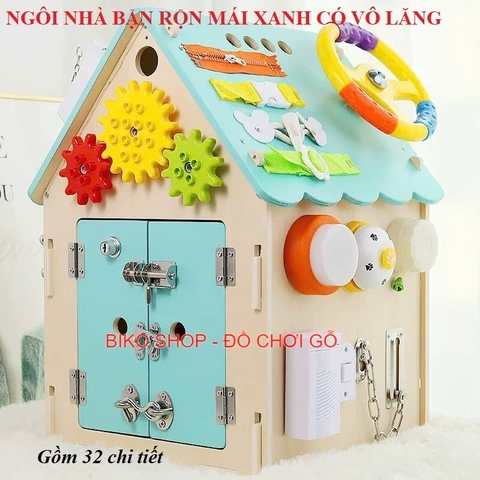 Bảng bận rộn, nhà bận rộn, busyboard hình ngôi nhà có vô lăng 45.5cm 𝐁𝐈𝐊𝐎𝐒𝐇𝐎𝐏