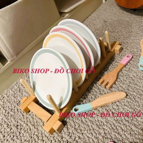 Đồ chơi dụng cụ bát đĩa UMU bằng gỗ cho bé - 𝐁𝐈𝐊𝐎 𝐒𝐇𝐎𝐏