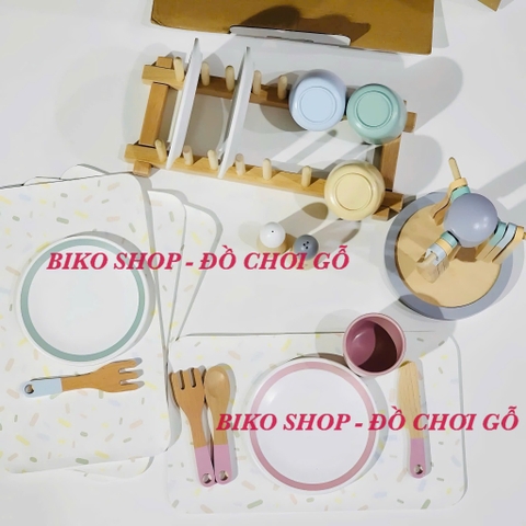 Đồ chơi dụng cụ bát đĩa UMU bằng gỗ cho bé - 𝐁𝐈𝐊𝐎 𝐒𝐇𝐎𝐏
