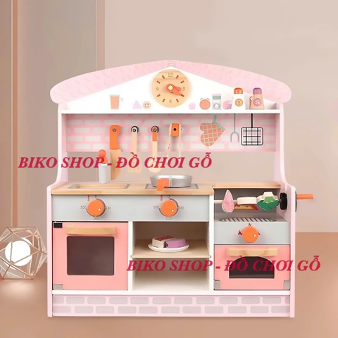 Đồ chơi bếp hồng kèm BBQ 59cm bằng gỗ cho bé